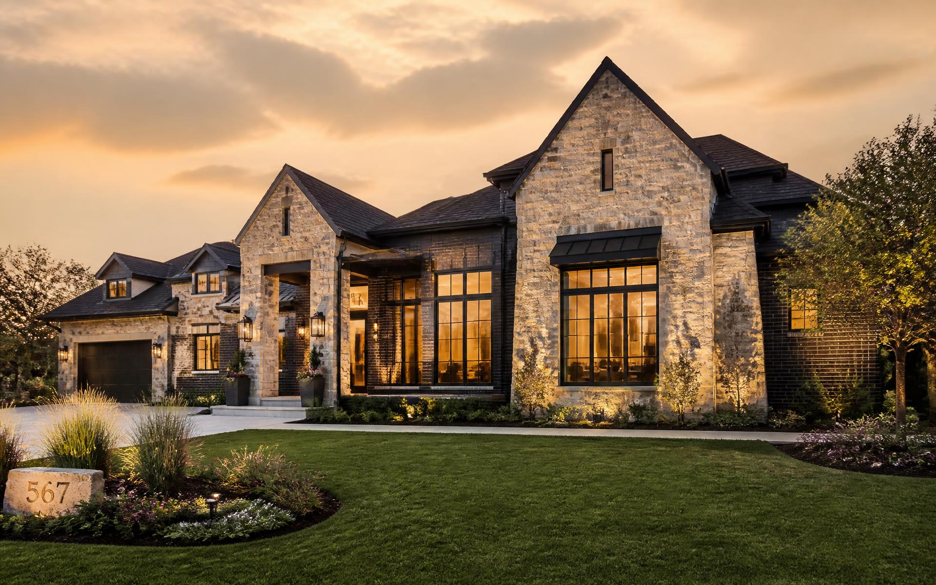 A Texas home at dusk representing Pamskie Realty's portfolio